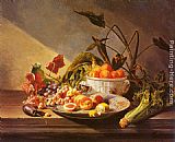 Famous Fruit Paintings - A Still Life With Fruit And Vegetables On A Table